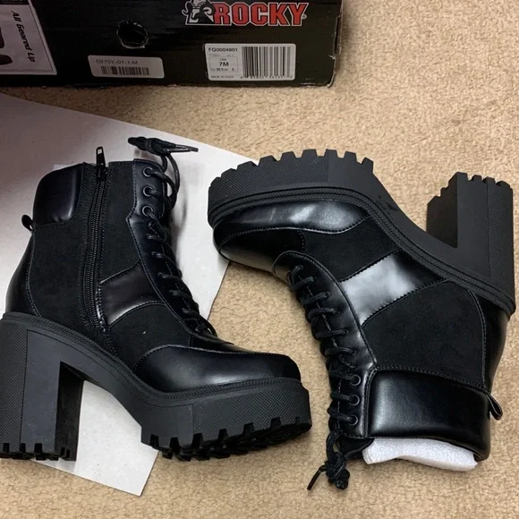 Madden Girl Black Combat Boots - Picture 5 of 11